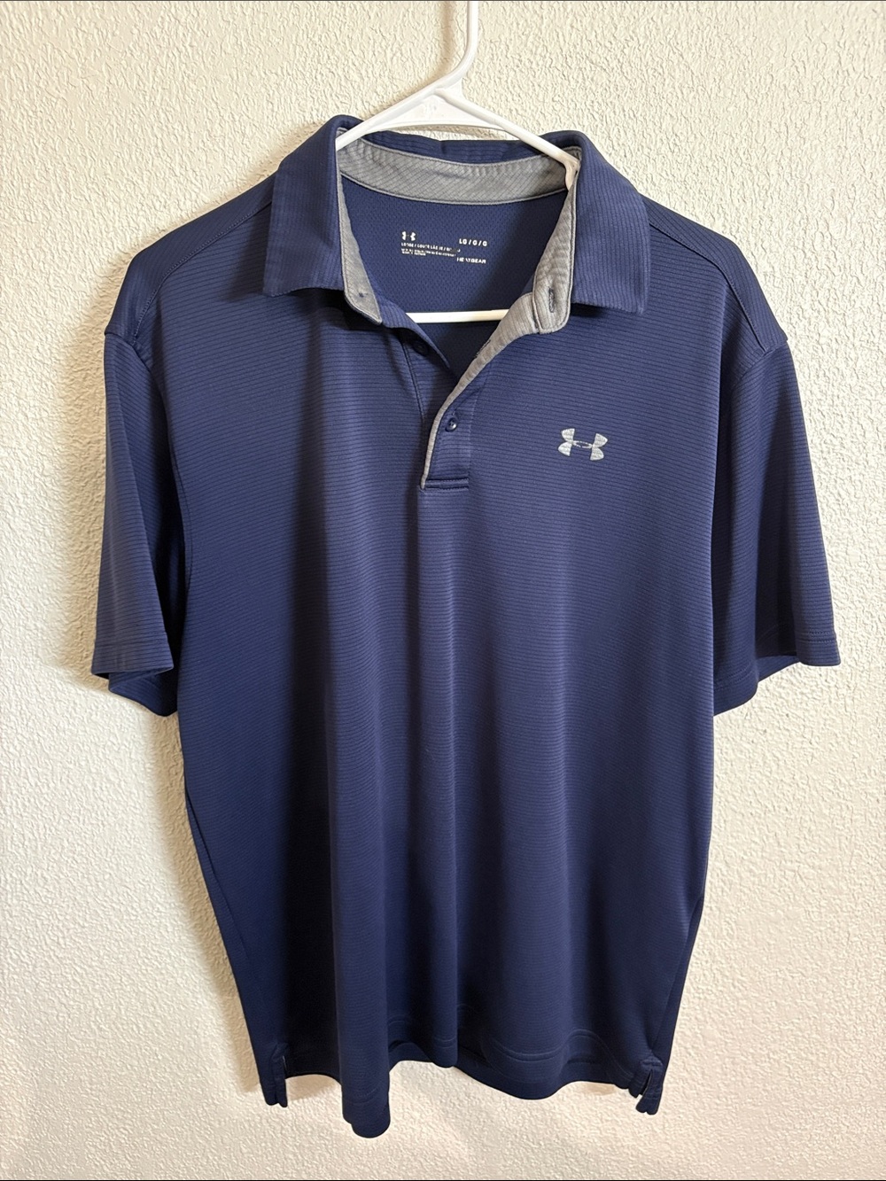 Under Armour Men's Dark Blue Polo with Light Gray Contrast